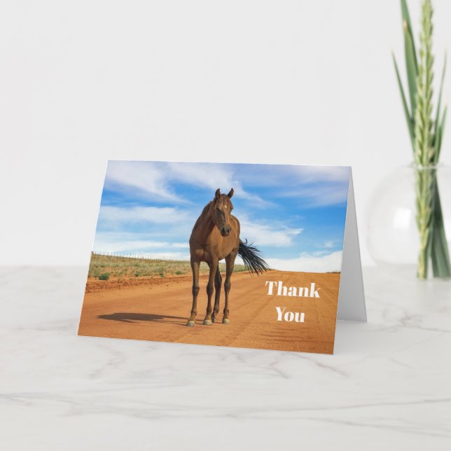 Carte De Remerciements Belle Brown Horse Road Photo (Devant)