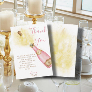 Carte De Remerciements Belle Champagne rose Bubbly Brunch fête d'annivers