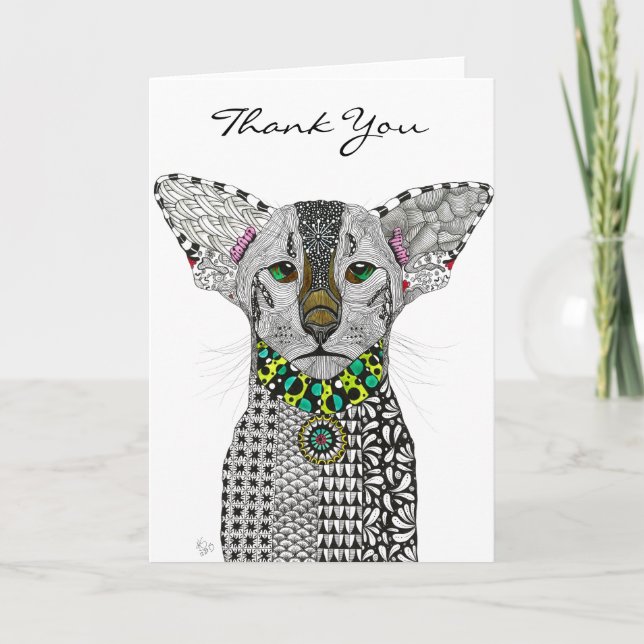 Carte De Remerciements Belle Chat Oriental Shorthair (Devant)