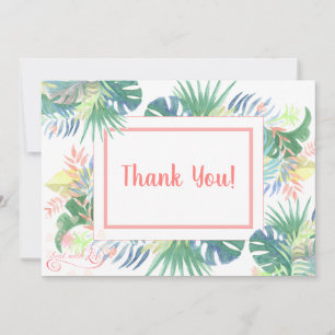 Carte De Remerciements Belle Conte Fée Pour Deux Flamants roses Fleur Tro