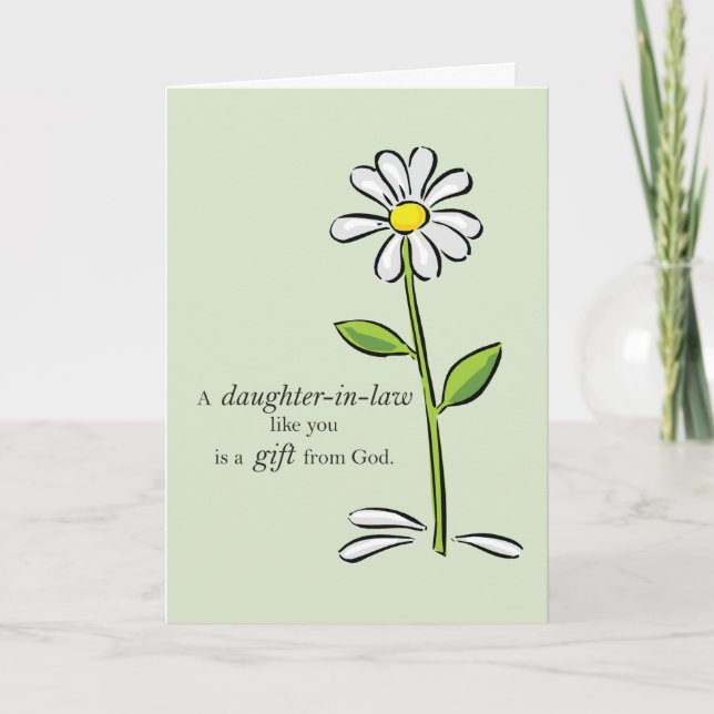 Carte De Remerciements Belle-fille de Merci, marguerite verte religieuse (Devant)