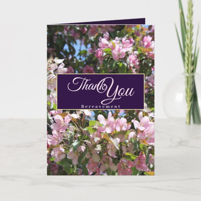 Carte De Remerciements Belle fleurs de cerisier rose pourpre Bereavement (Devant)