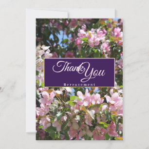 Carte De Remerciements Belle fleurs de cerisier rose pourpre Bereavement