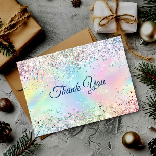 Carte De Remerciements Belle parties scintillant irisée unicorne