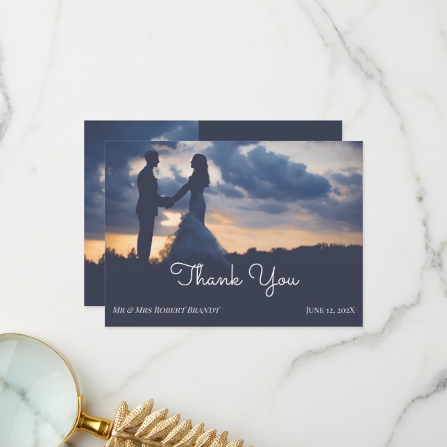 Carte De Remerciements Belle photo Mariage (Devant/Arrière en situation)