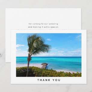 Carte De Remerciements Belle plage tropicale aux palmiers balayés par le 