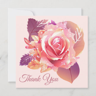 Carte De Remerciements Belle rose rose simple