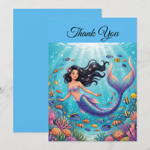 Carte De Remerciements Belle Sirène sous la Mer   Personnaliser