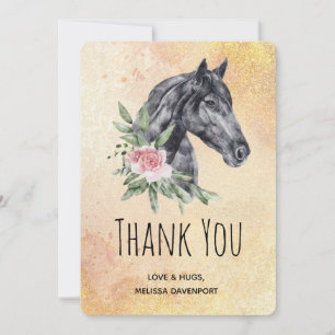 Carte De Remerciements Belle tête de cheval Portrait en Aquarelle