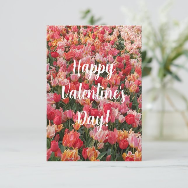 Carte De Remerciements Belle Tulip Rose Jardin Valentine's Day Card (Debout devant)