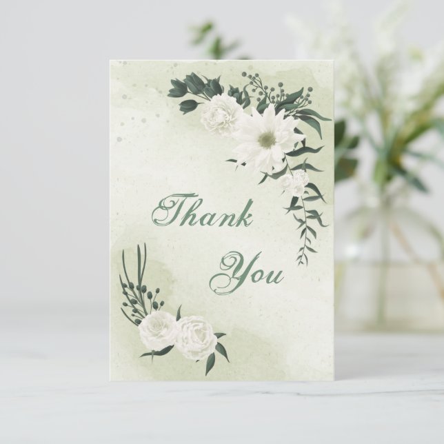 Carte De Remerciements belle végétation fleurie blanche (Debout devant)