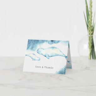 Carte De Remerciements Béluga Remerciement pour Baby Shower Océan Bébé