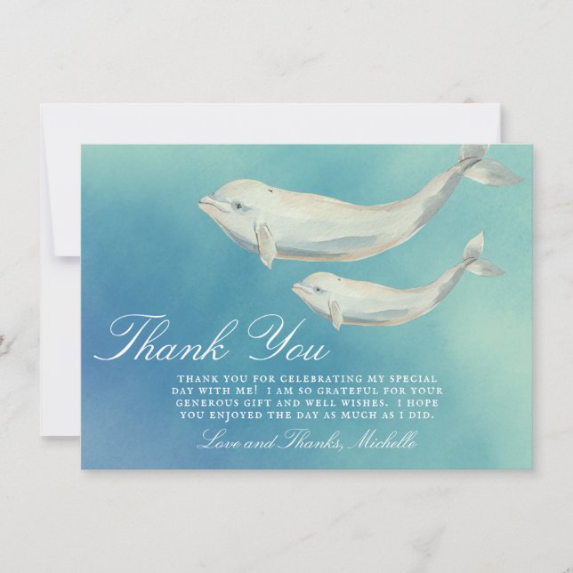 Carte De Remerciements Beluga Whale Maman et Baby shower de veau (Devant)