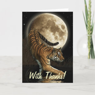 Carte De Remerciements Bengal TIGER, Moon Big Cat Wildlife Thank You Card