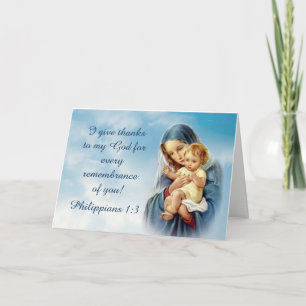 Carte De Remerciements Béni Mère tenant le Bébé Jésus
