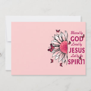 Carte De Remerciements Béni Par Dieu - Aimé Par Jésus Tournesol Rose