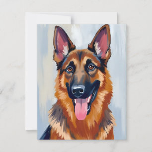 Carte De Remerciements Berger Allemand Peinture Aquarelle Chien Animal