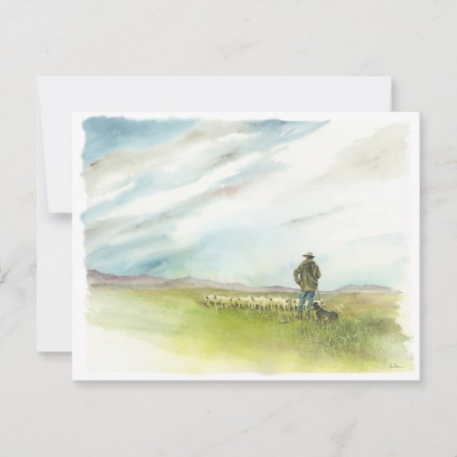 Carte De Remerciements Berger et mouton Toutes les occasions Note Card (Devant)
