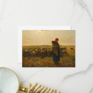 Carte De Remerciements Bergère avec son cadenas par Jean-François Millet