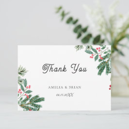 Carte De Remerciements Berries d'hiver Pine Cône Mariage de verdure