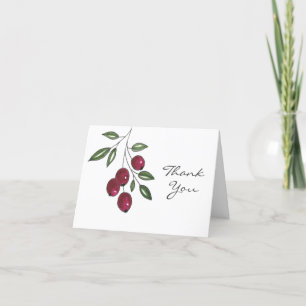 Carte De Remerciements Berries rouges Bourgogne dessinées à la main
