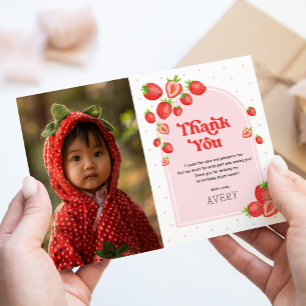 Carte De Remerciements Berry aux fraises rouges Photo d'anniversaire