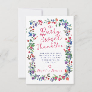 Carte De Remerciements Berry Boho Rustique Été 80e anniversaire