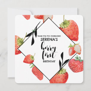Carte De Remerciements Berry First 1er Anniversaire Fraise Moderne