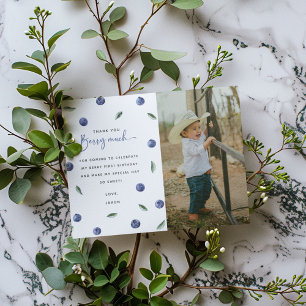 Carte De Remerciements 'Berry First' Blueberry 1er Anniversaire