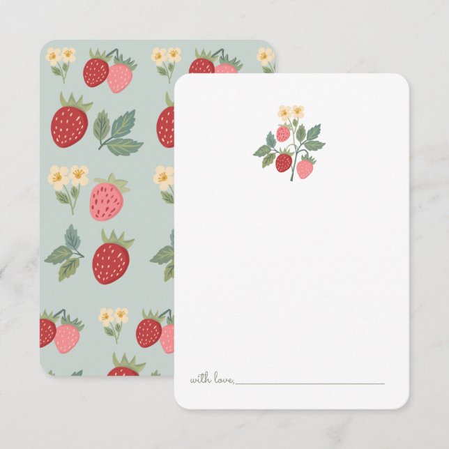 Carte De Remerciements Berry First Strawberry Bouquet Heure de naissance  (Devant / Derrière)