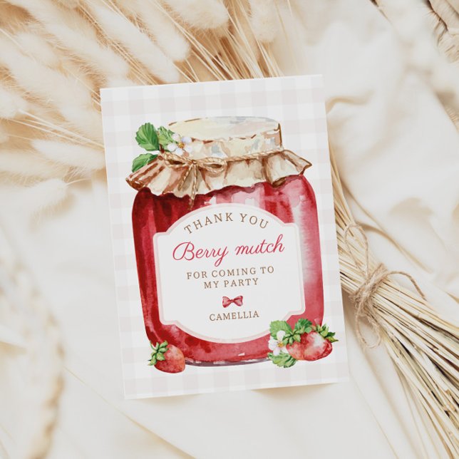 Carte De Remerciements Berry First Strawberry Jam 1ère fête d'anniversair (Créateur téléchargé)