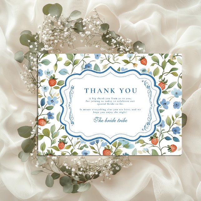Carte De Remerciements Berry Pretty Blush Fête des mariées (Créateur téléchargé)