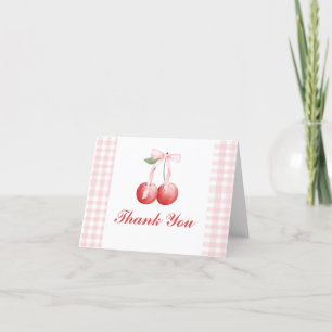 Carte De Remerciements Berry Sweet Cherry anniversaire Pink Bow En vichy