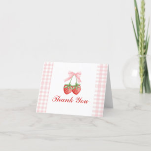 Carte De Remerciements Berry Sweet fraise anniversaire Pink Bow En vichy