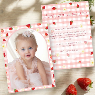Carte De Remerciements Berry Sweet Strawberry 1er Anniversaire Photo