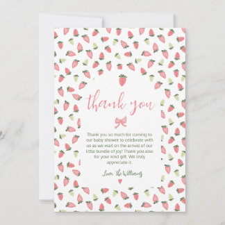 Carte De Remerciements Berry Sweet Strawberry Baby Shower Thank You