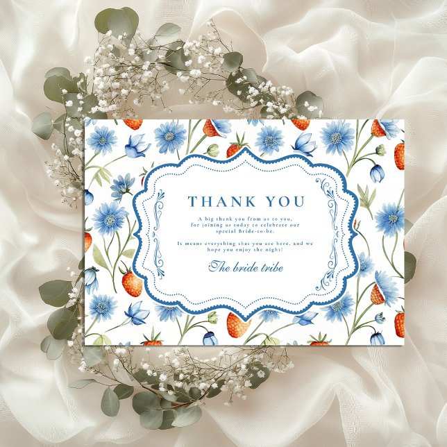 Carte De Remerciements Berry Vine Romance Fête des mariées (Créateur téléchargé)