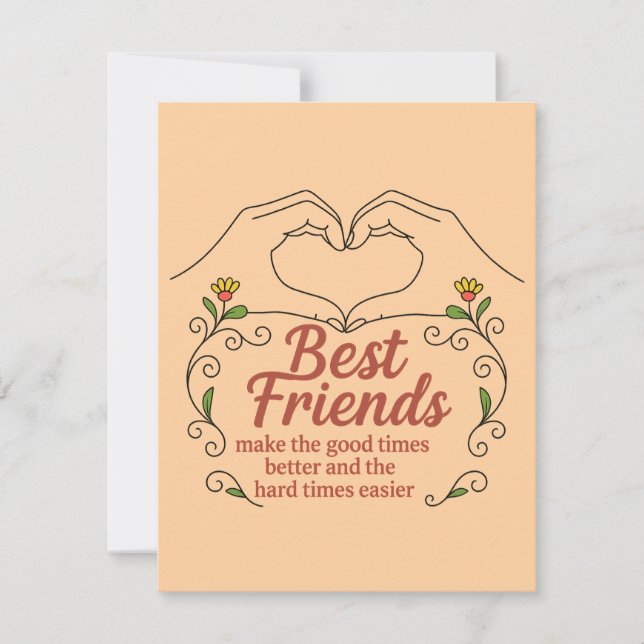 Carte De Remerciements Best Friends Heart Hands Floral Thank You Card (Devant)