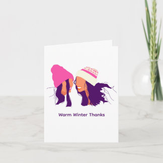 Carte De Remerciements Best Friends in Cozy Hats • Folded Thank You