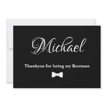 Carte de remerciements Bestman noir et blanc minim