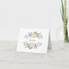 Carte De Remerciements Beurre bleu foncé Aquarelle jaune Floral