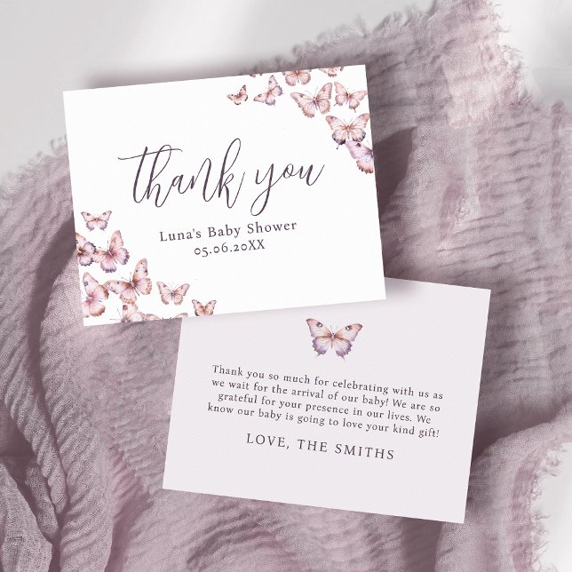 Carte De Remerciements Beurre mou et rose Baby shower plat (Créateur téléchargé)