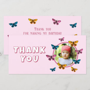 Carte De Remerciements Beurre rose mou Motif photo Anniversaire