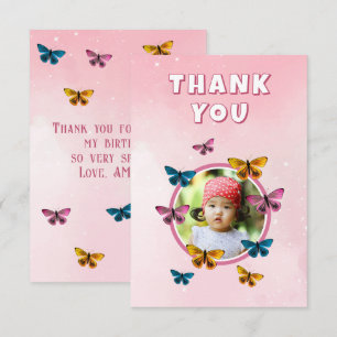 Carte De Remerciements Beurre rose mou Motif photo Anniversaire