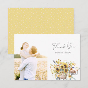 Carte De Remerciements Bicyclette Tournesol Rustique Mariage photo
