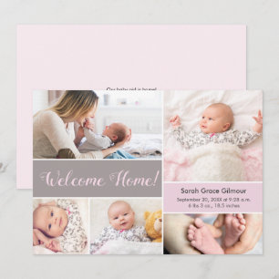 Carte De Remerciements Bienvenue Accueil rose gris personnalisé photo de 