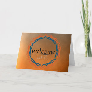 Carte De Remerciements Bienvenue Coucher de soleil Mandala Damask Rouge N