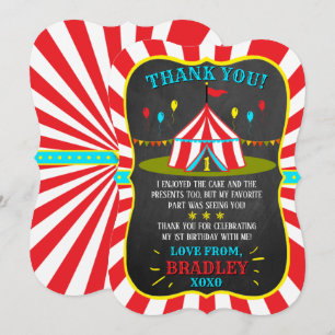 Carte De Remerciements Big Top Carnival Carnival Chalkboard 1er anniversa