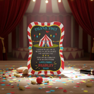 Carte De Remerciements Big Top Carnival Carnival Chalkboard 1er anniversa
