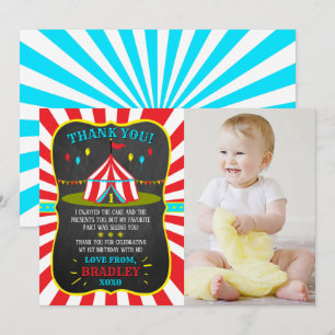 Carte De Remerciements Big Top Carnival Carnival Chalkboard 1er anniversa